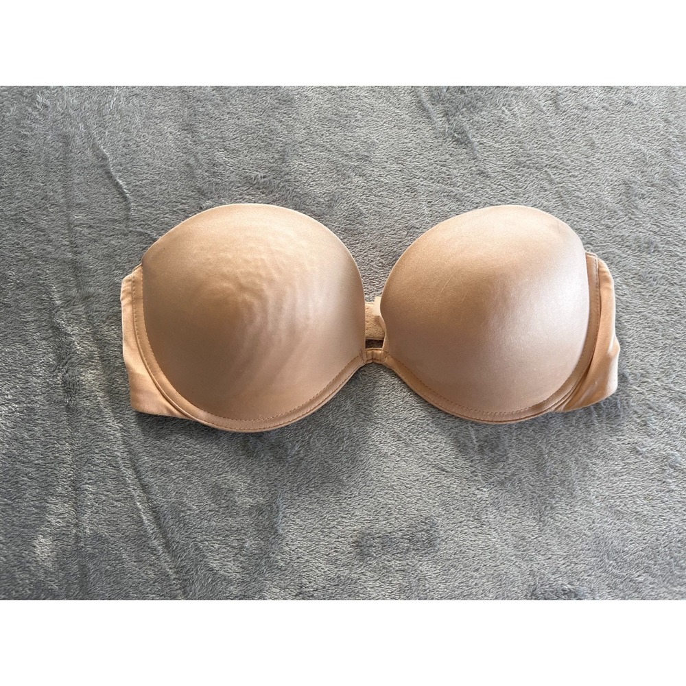 Victorias Secret PINK 34D Bra Beige Multi Way Push Up Strapless